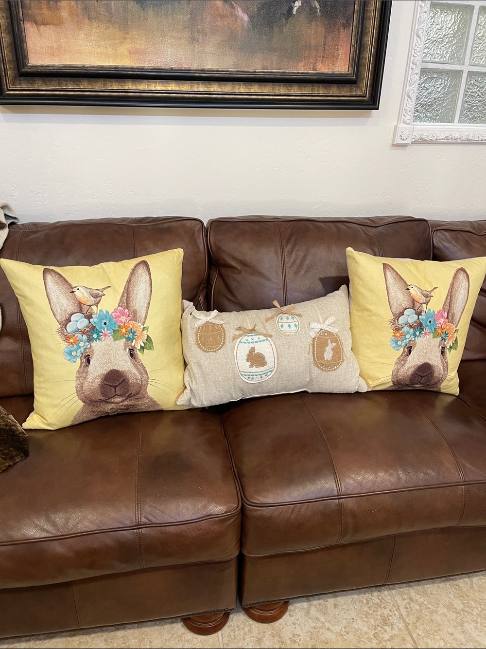 Lillian August down Easter Bunny Floral Throw Pillow Set - Yellow & Beige